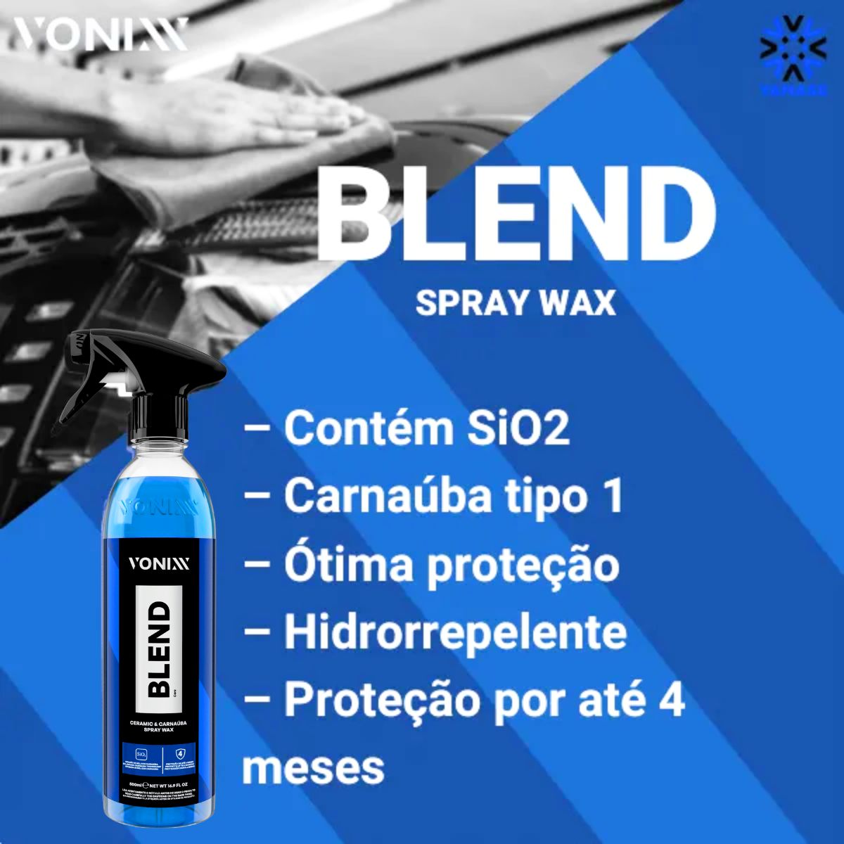 Blend Spray 500ml Cera Liquida Cristalizadora Automotiva Carnaúba e Sílica