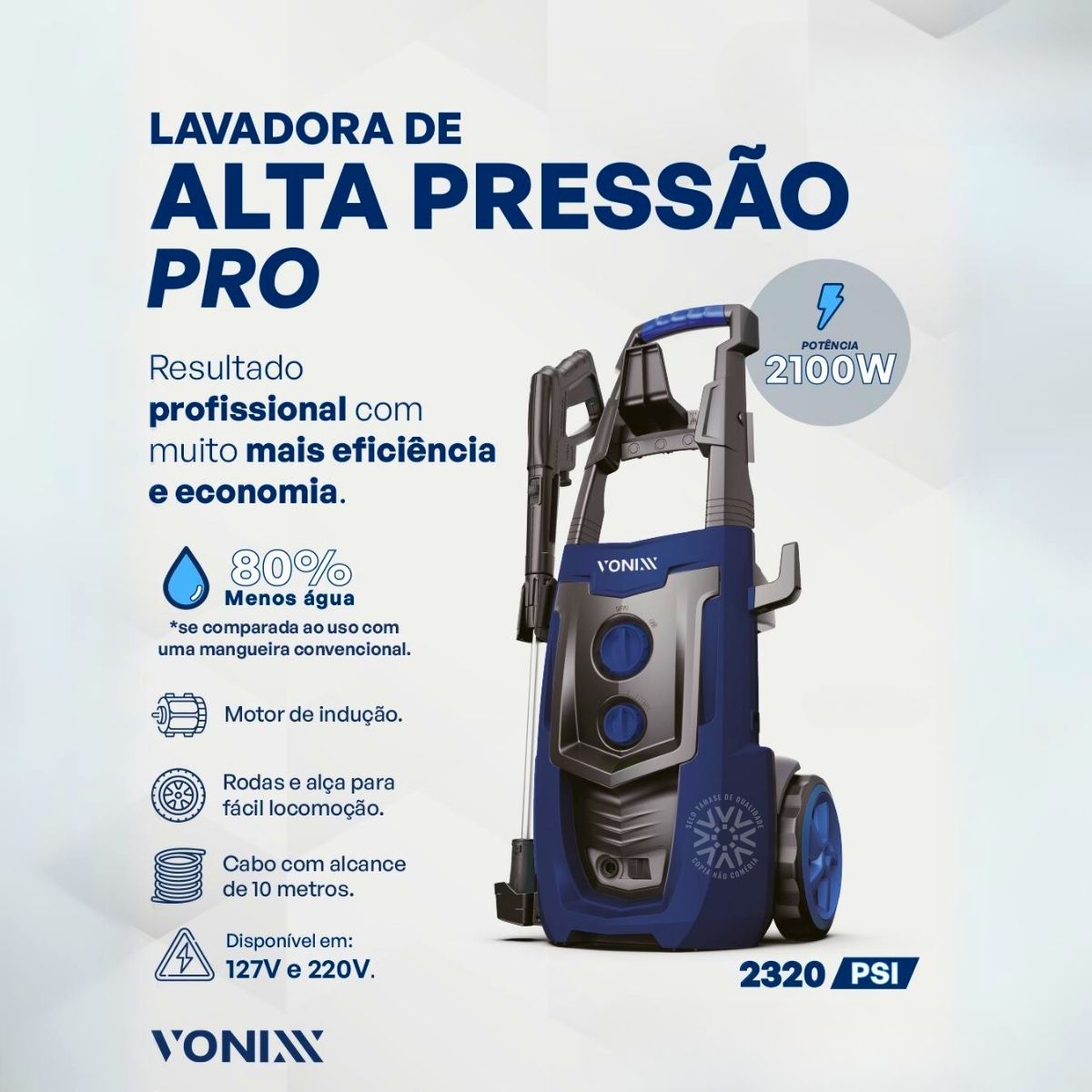 Lavadora de Alta Pressão Vonixx Pro Motor de Indução 2100w Super Profissional