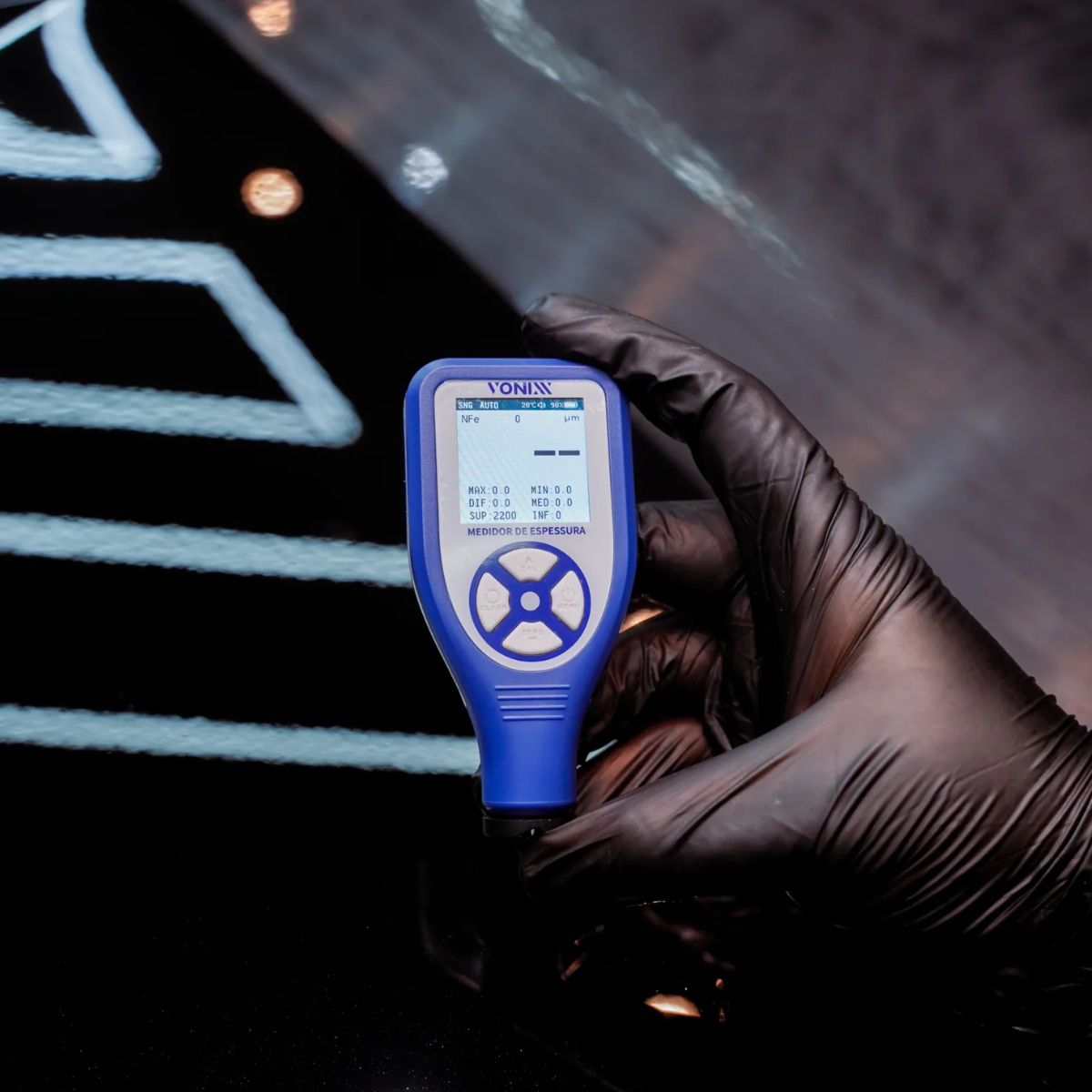 Medidor de Verniz Pro Vonixx Medidor de Espessura Camada Polimento Automotivo Alta Precisão Visor Colorido
