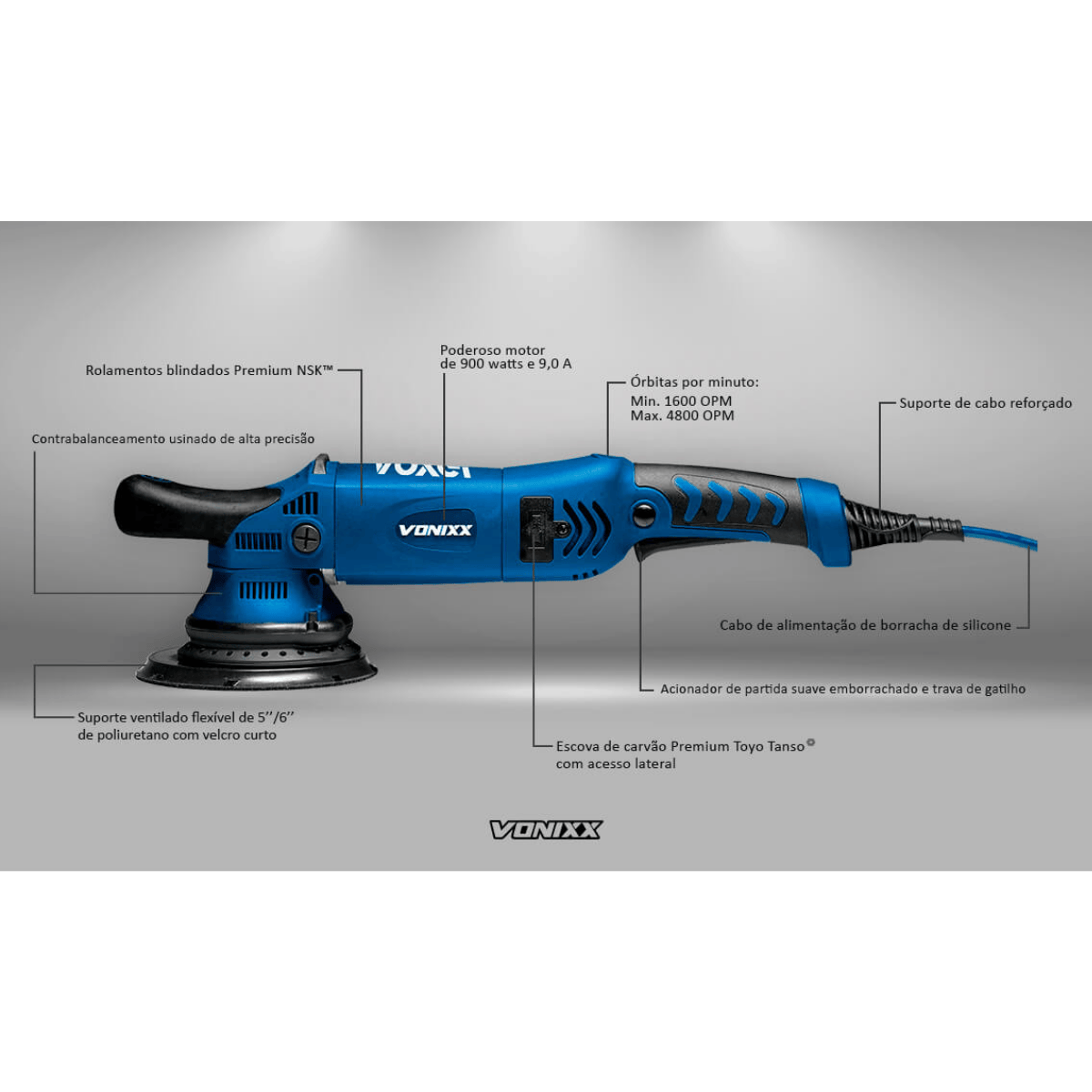 Máquina para Polimento Profissional Politriz Roto-Orbital 6" Voxer Vonixx