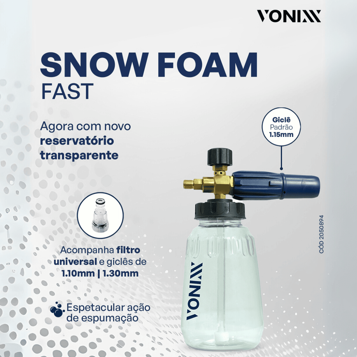 Snow Foam Fast Transparente Canhão De Espuma Vonixx 1L